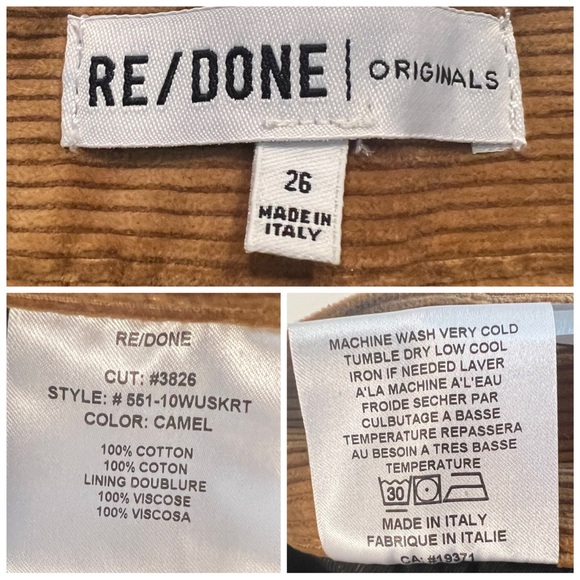 •RE/DONE• 90s Western Corduroy High Waisted Mini‎ Skirt Camel Tan Brown Size 26 - Picture 10 of 12